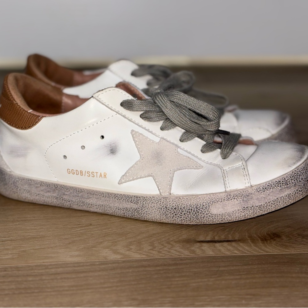 Golden Goose Inspired Women's White and Gray Sneakers